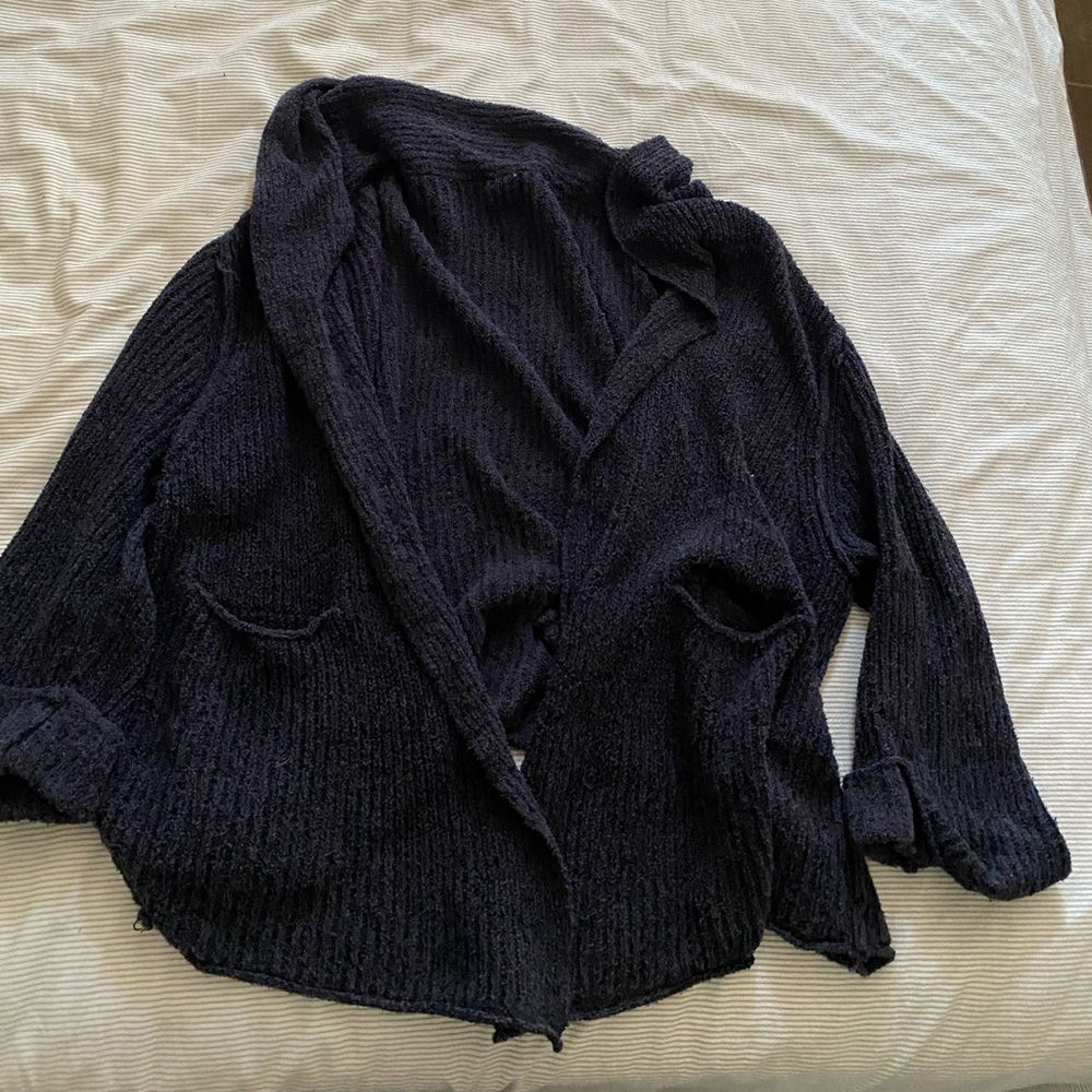 Free people navy blue oversized cardigan sweater, size XS/S